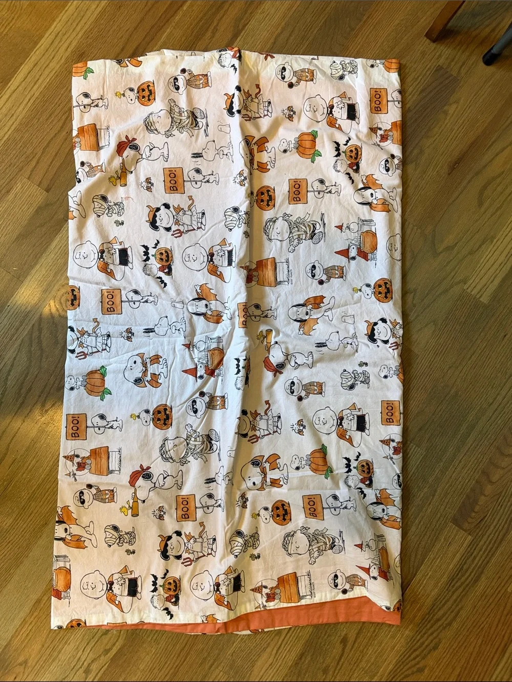 Pottery Barn Kids Halloween Snoopy Duvet Cover - White & Orange *Homemade by me*